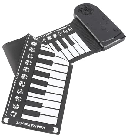 49 Nycklar Rullar Upp Piano, Pedagogiskt Vikbart Bärbart Piano med Inbyggt Högtalare, 16 Toner, 10 Rytmer, Laddningsbara Elektroniska Handrulle Bärbart Piano för Barn och