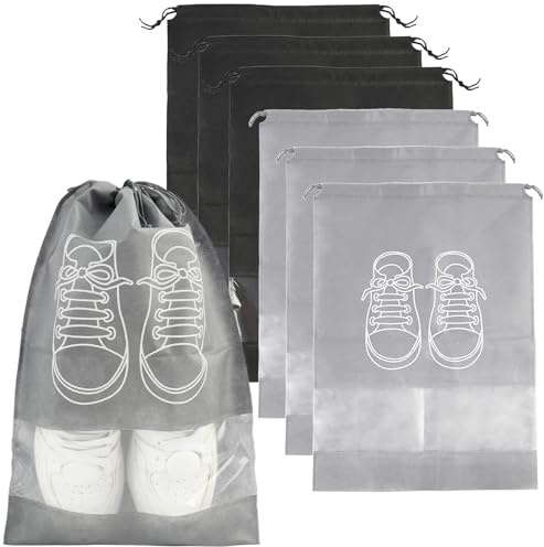 Bolsas de Viaje para Zapatos, 6 Unidades, Impermeables, con cordón y Ventana Transparente para Viajes y Deportes