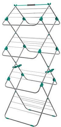 Addis 517567 Easi 3-Tier Indoor Airer, 15 M Drying Space - Metallic Aqua (Silver/Aqua), 5 x 41 x 100 cm