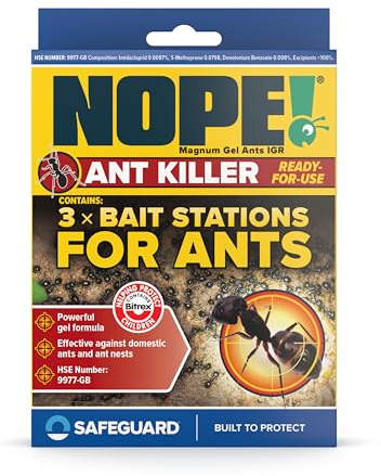 NOPE! Ant Killer Bait Station (3 x 5g) Indoor & Outdoor. Clean, Quick, Long-Term solution to ant infestation.