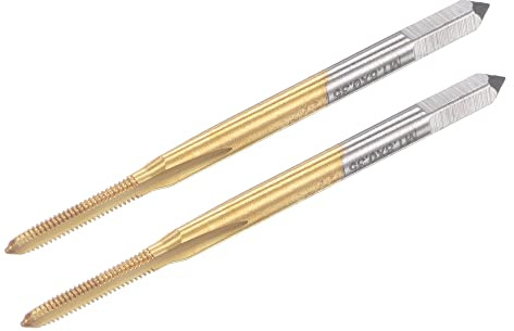 uxcell Thread Tap Metric M1.8 x 0.35, Titanium Coated Cobalt HSS (High Speed Steel) 3 Straight Flutes Machine Mini Micro Screw Threading Tapping Repair Tool for Watches and Clocks, 2pcs