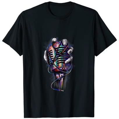 Microfono Mano Cantante Musicista Presentatore TV Radio Show Host Maglietta