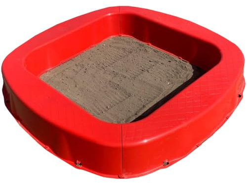 BURI Premium Sandkasten aus Kunststoff 150 x 150 x 20 cm, Rot, Made in Germany – Robuster Buddelkasten für Garten, Kinderspielzeug zum Buddeln mit Sand oder Kies, sehr stabil und hochwertig