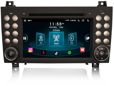 Erisin 8-kärna 4 GB 64 GB 7 tums Android 13 bilradio CD-spelare GPS navigering för Mercedes Benz SLK klass R171 W171 stöd CarPlay Android Auto DSP WiFi DAB+ RDS FM DTV OBD2 rattstyrning