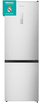 Hisense RB372N4CCD - Frigorífico Combi, Eficiente Clase D, Capacidad 292 L con 180 cm Alto, Cajón Verduras, 4 Estrellas Congelador, Puerta Reversible, Silencioso 39dB, Color Acero, Inox