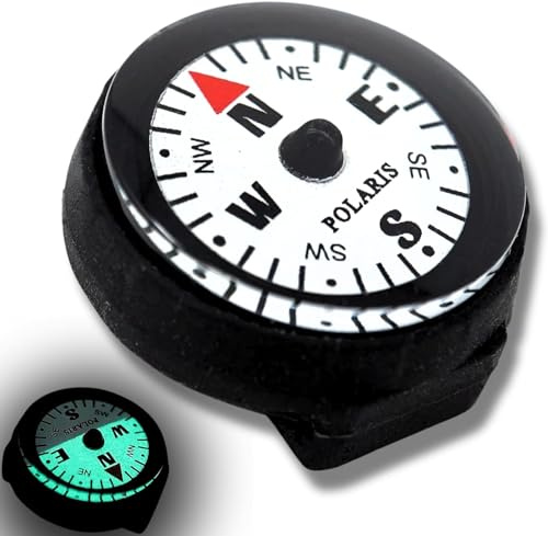 POLARIS Micro boussole étanche 60 m bracelet paracorde bracelet boussole lumineux dans l'obscurité design facile à lire, camping, course d'orientation, survie sous-marine
