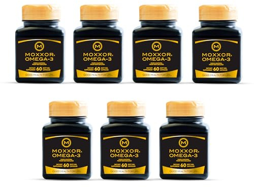 Moxxor Omega 3 New Zealand Green Lipped Mussel Oil Soft gels for Joint Support and Mobility, Heart and Immune Support, No Fishy Aftertaste, 7-Pack, 420Soft gels, 2-Soft gels Per Day, 210 Day Supply