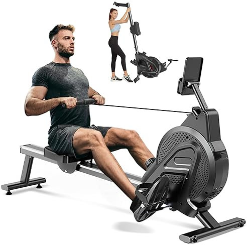 Rudergerät, faltbar, für Wohnung, Magnetbremse, 16 Widerstandsstufen, leise, maximale Kapazität 120 kg