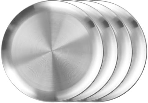 WOPPLXY 4 Pièces Plaque Pizza Four, Diamètre 30cm Assiette a Pizza, Plaque Pizza en Acier Inoxydable pour Pizza, Gâteaux et Biscuits