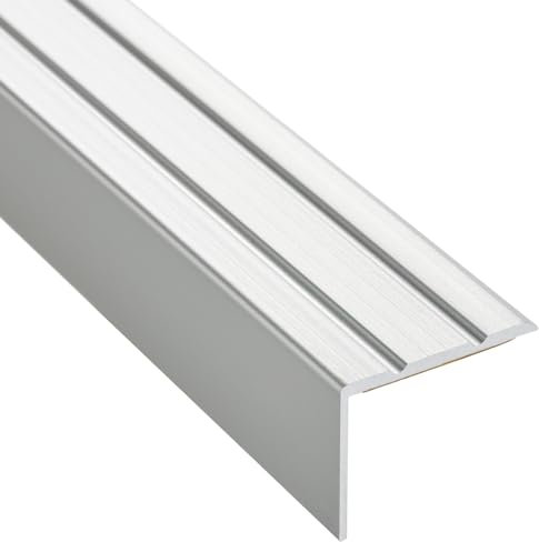 SOTECH 3 pièces Profilé d'escalier 1000 x 25 x 18 mm, autocollant, argent anodisé, profilé de transition en aluminium pour stratifié, carrelage, parquet etc.