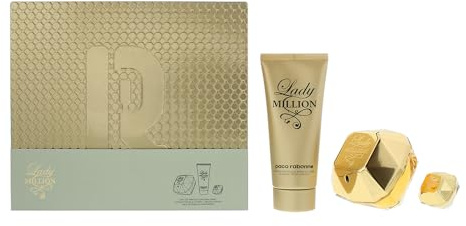 Paco Rabanne Lady Million 3 Piece Gift Set: Eau de Parfum 80ml - Body Lotion 100ml + EDP 5 ml