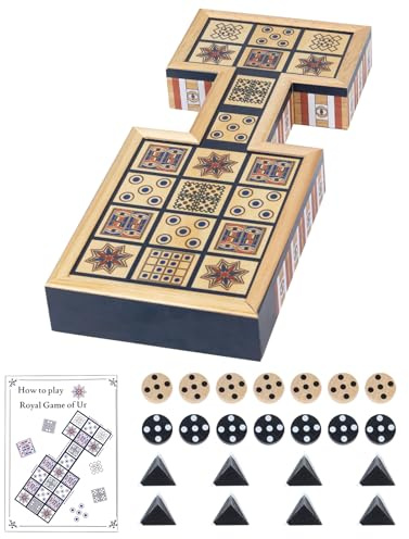 Wooden Royal Game of UR,Ancient Strategy Board Game for 2 Players,Beautifully Designed Board with Storage Drawers,Over 4500 Years Old (Orange)