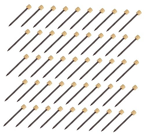Uonlytech 50 Pièces Clou à Tête De Cuivre Support Mural Trousse Punaises Claires Kit De Suspension De Tableaux Crochets Clous Pousser Appuyer Sur Les Ongles Fil Suspendu Garage Le Fer Golden