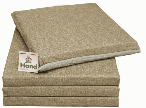 HAND Cojines para Sillas Cocina 38x38 cm Desenfundables con Cremallera – Cojines Cuadrados con Lazos Resistentes y Acolchado Cómodo de 4 cm – Totalmente Made in Italy (Arena, Juego de 4)