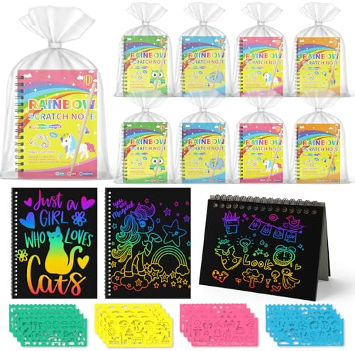 Scratch Paper Art, 16 Pack Carte à Gratter Arc en Ciel, Papier a Gratter