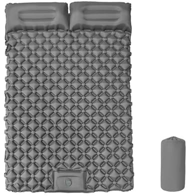 Materasso ad aria da campeggio doppio con cuscino, materassino gonfiabile per esterni, impermeabile e portatile (grigio, per letto matrimoniale)