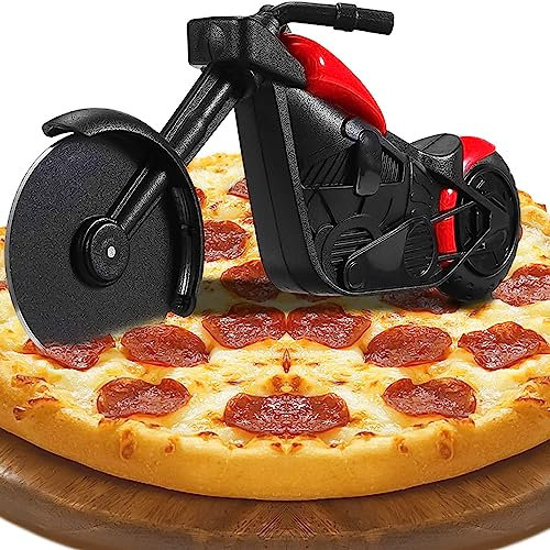 Moto Roulettes à Pizza, Coupe Pizza, Roulette a Pizza, Couteau pizza, Rouleau Couteau à Pizza en Acier Inoxydable et Plastique, Décoration Cadeau Créatif, Convient aux Amateurs de Pizza Moto