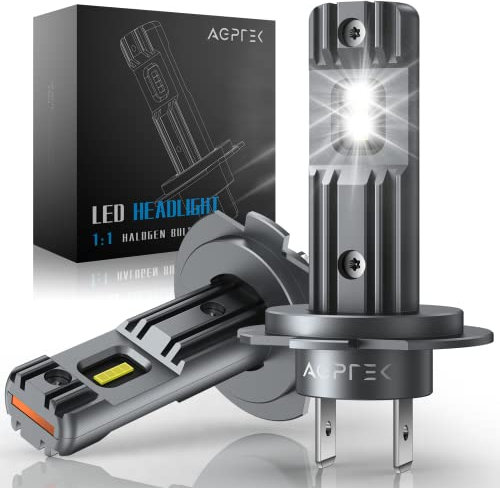 AGPTEK Bombillas LED H7 Canbus con CSP Chip para Faro delantero, 42W 10,000LM 6000K Luces Blanca Fría, Plug & Play Sin Polaridad, IP68, Reemplazo de Halógena para Coche Moto, 2 Unidades
