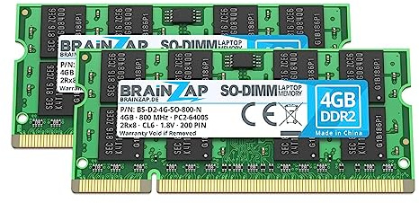 BRAINZAP 8GB (2X 4GB) DDR2 RAM SO-DIMM PC2-6400S 2Rx8 800 MHz 1.8V CL6 Notebook Laptop Arbeitsspeicher