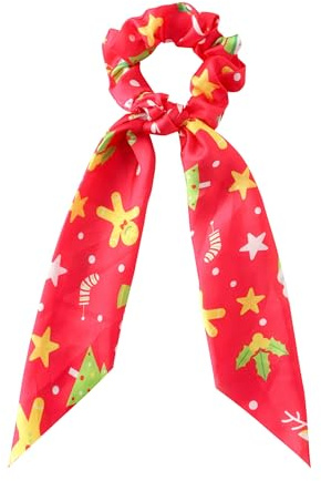 Christmas Scrunchie Scarf Hair Band Elastic Ponytail Tie Soft Colourful Funny Cute Xmas Girl Women Dress Up (Type 4)