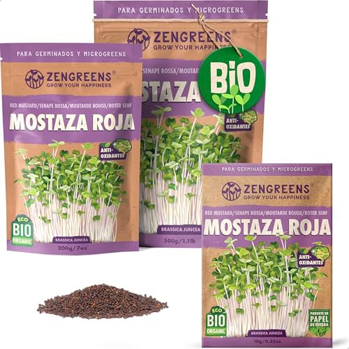 ZenGreens® - Graines de moutarde rouge bio - Choisissez entre 10g, 200g et 500g - Graines de moutarde rouge avec un taux de germination supérieur à 97% - Microgreens