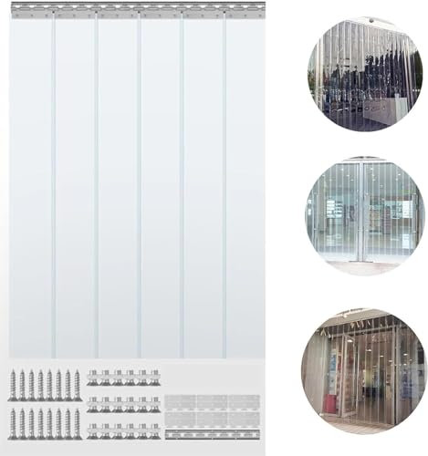 Strip Curtain, Door Curtain, Insect Protection, PVC, Transparent Slat Curtain, Thickness 1.3 mm - 3.3 mm, Length 180 cm - 300 cm, Windproof, Dustproof, Waterproof Insect Curtain (Colour: Thickness 1.3