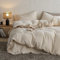 Sedefen Doppelte Musselin Bettwäsche 155x220 Baumwolle,Creme Bettwäsche Sets Beige ÖKO-TEX Bettwäsche mit Reißverschluss,Bettbezug mit 1 Kissenbezüge 80x80 cm