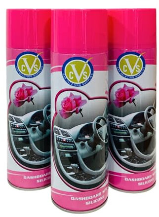 CVS Dashboard Shine Silicone Spray: Cleans, Shines & Protects Car Interior Trim | Restores Luster | Car Interior Cleaner - Removes Dirt, Dust & Residue | Scented - 500ML (ROSE, Pack of 3)