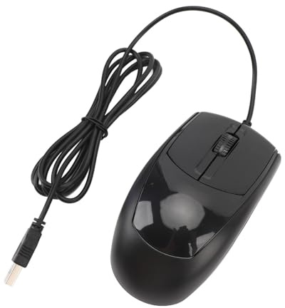 Ciciglow Wired USB Mouse, 1200 DPI Ergonomic Black Office Laptop Desktop Mouse