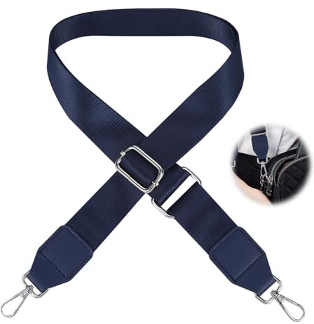 Taschengurte Blau zum Wechseln Breit, Tragegurt, Schultergurt für Taschen, Tragegurt Tasche, Gurt für Umhängetasche, Gurt, Nylon Straps, Taschenriemen zum wechseln (Marineblau)