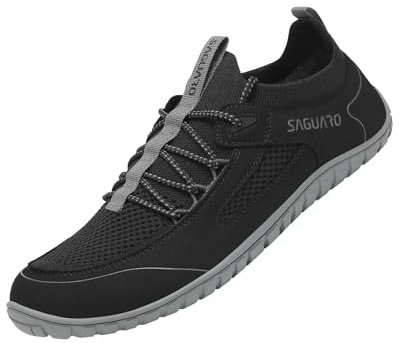SAGUARO Barfotaskor dam herr barfotaskor stickade barfotaskor minimalistiska träningsskor Barefoot Shoes, Flex II svart, storlek 43, svart, 43 EU