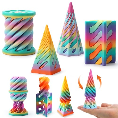JOYIN 4 Pack Impossible Cone Fidget Toys, Pastel Color 3D Printed Spiral Cone Flexible Impossible Pyramid Passthrough Fidget Toys for Stress Relief, Kids Adults Gifts for Classroom