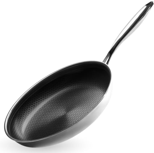 Onyx Cookware Bratpfanne 26 cm | Beschichtete Pfanne Induktion | Für alle Herdarten | Kratzfeste Antihaft-Oberfläche | 3-Schicht Edelstahl/Aluminium | Ofenfest bis 260°C | PFAS-frei