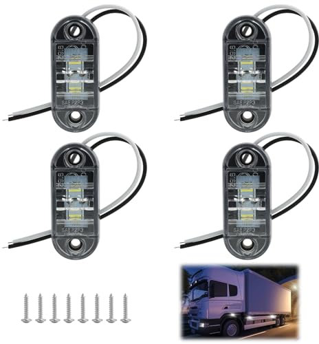 Jecdfs 4 pezzi IP65 Ovale LED luci di Posizione Laterali 12 V/24 V Anteriore Posteriore indicatore bianca, per camion, rimorchio, furgone, caravan, autobus, barca - luci anteriori e posteriori