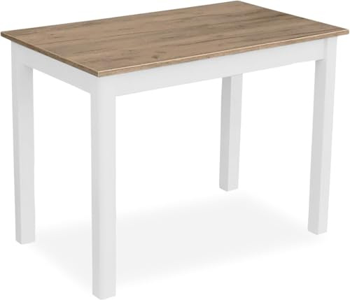 Metdrew Esstisch aus Holz | esstisch 100x60 | holztisch | Tisch für 4 Personen | klein Tisch | skandinavisch | Wohnzimmertisch | Kiefernholz | küchentisch weiß | Tischplatte: Craft Eiche Gold
