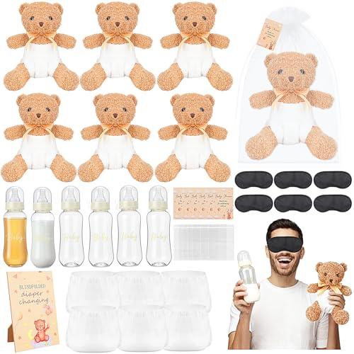 37 Pcs Bear Bottle Chug Baby Shower Games for Baby Bottles Juegos Para Game Diapers Changing for Gender Reveal Prizes Gifts for Adults