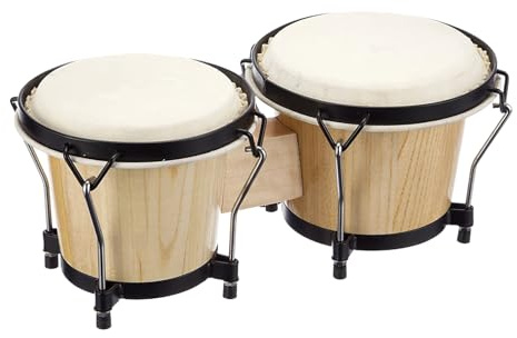 Bongotrumma – 15 cm och 18 cm bongos för nybörjare | robust träkropp med naturliga hud, roligt slagverksinstrument, perfekt för barn, vuxna, skola, fester, musik