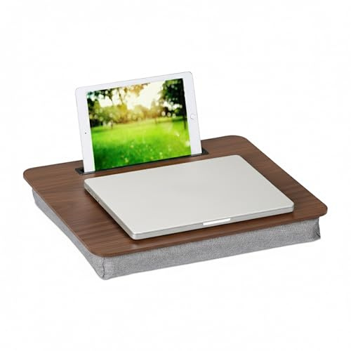 Relaxdays Soporte para Portátil con Ranura para Móvil, 46 x 35 cm, Bandeja Ordenador Laptop, Cama y Sofá, Color a Elegir