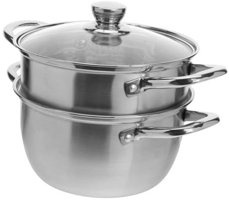 ABOOFAN Olla De Vapor De Acero Inoxidable Doble Capa 20 Cm Resistente Corrosión Para Cocinar Al Vapor Verduras Carne y Pescado Compatible Cocinas De Gas Inducción Horno