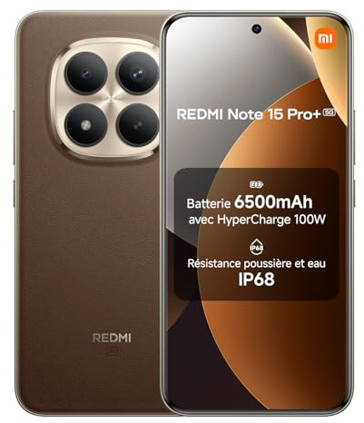 XIAOMI Redmi Note 15 Pro+ 5G, Smartphone 12+512 GB, Massive 6500mAh Battery, IP66/IP68, New 200MP Camera, 6.83 AMOLED Display, Mocha Brown, Warranty 2 years, Charger Not Included