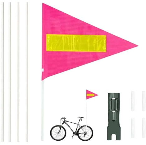 Sunshine smile Reflective Bicycle Flag, 150 cm Bicycle Pennant, Adjustable Children's Bicycle Flag, Scooter Bicycle Bunting Flag, Street Buddy Flag, Children's Bicycle Safety Flag