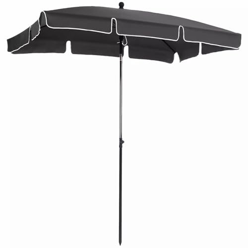 Genérico Sombrilla Rectangular para Exteriores, Ideal para Terrazas, Jardines O Mercados, Parasol De Mesa De Patio Inclinable De 198 Cm, Resistente A Los Rayos UV(Brown)
