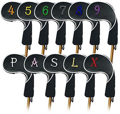 Craftsman Golf Black Iron Head Covers Headcover Set with Colorful No. For Taylormade Cobra Etc.Suitable for Right and Left Hander Golfer