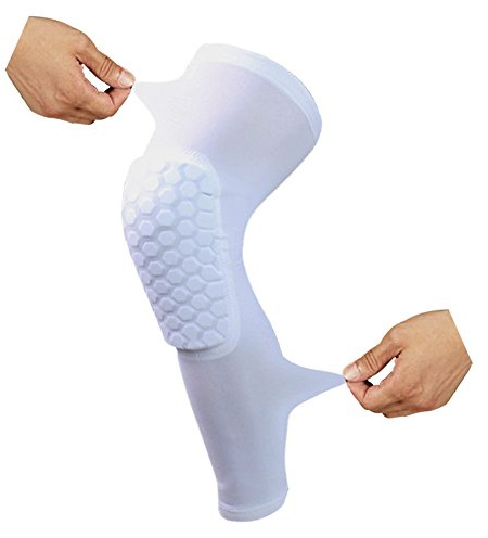 Compression Knee Sleeve Hex, Knee Pad for Basketball, volleyball, Running & All Sports, Youth & Adult Sizes (White, X-Large)
