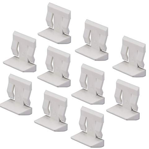 Bodenträger Kunststoff Regal-Halterung Küche Regal-Halter für Glas-Böden - H10378 | Stift Bohrloch Ø 5 mm | Kunststoff weiß | Fächerträger zum Einstecken | 50 Stück - Fachboden-Träger mit Sicherung