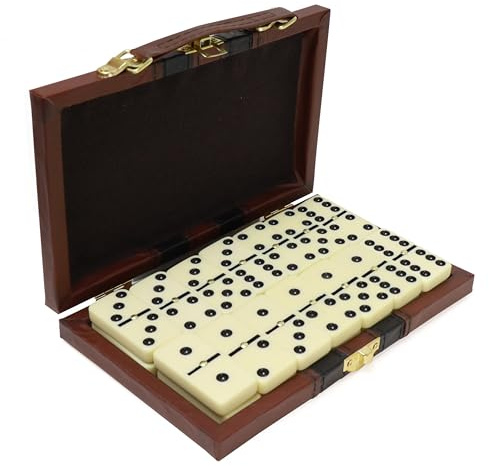 ERLLE - Premium Double 6 Dominoes Set, Jumbo Domino Set with Leather Case, Classic Domino Game for Adults & Kids, Travel-Friendly, Durable & Easy to Read Tiles