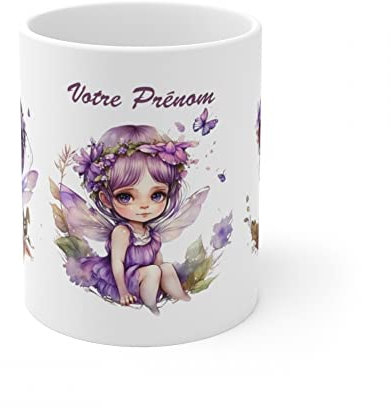 Jm-Déco Mug personnalisé personnalisable avec prénom ou petit texte - Idée cadeau - Mug original pour Enfant ou Adulte (Fées)