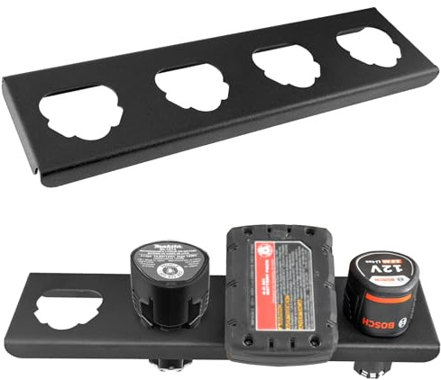 otuiaim Akku Halterung kompatibel mit Bosch 12V GBA/Makita 12V | Stahl Wandhalterung Wand für 4 Akku Werkzeug, Akkuhalter Metallhalterung, Zubehör Aufbewahrung Montage an Lochwänden & Wänden