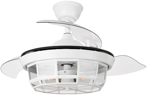 ABRILA-Ventilador DC Tornado Blanco | 3xE27 | 91D | 3 Aspas Retráctiles | 6 Velocidades | Control Remoto y Temporizador
