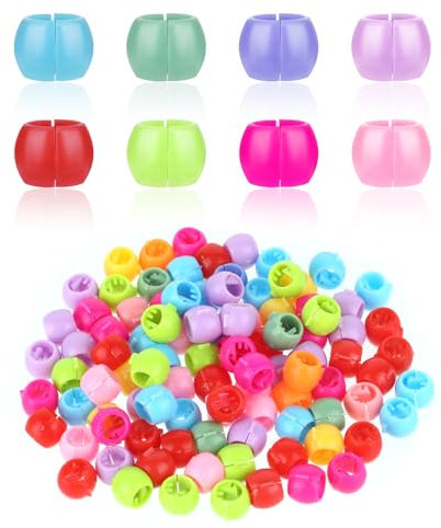 Giantree 100 Stück Bunt Haarperlen Clips, Mini Haarspangens Bunte Kunststoff Haarclips haarschmuck kinder Perlen für Haare für Pferdeschwanz Zopf